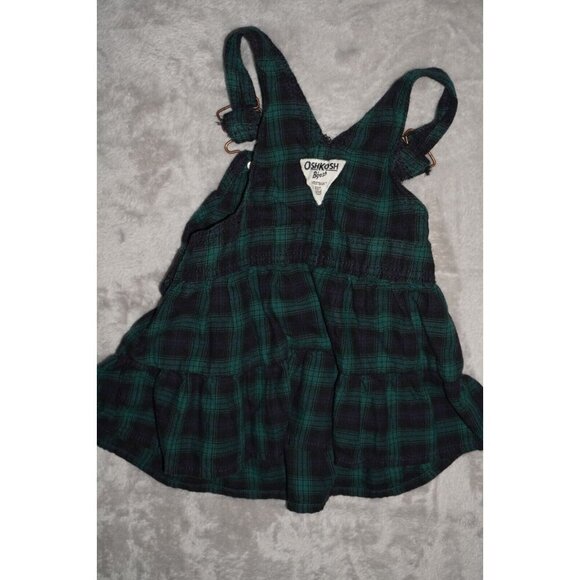 Oshkosh B'Gosh Green Plaid Skirt Overall Dress Girls Size 18M Toddler Kids - Picture 5 of 9